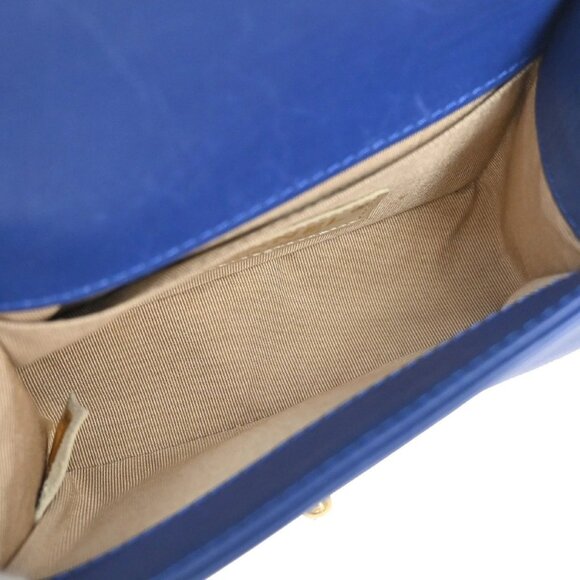 CHANEL CC Logo Chateau Boy Chain Mini Shoulder Bag Leather Blue GHW 332RL330 - Picture 10 of 14